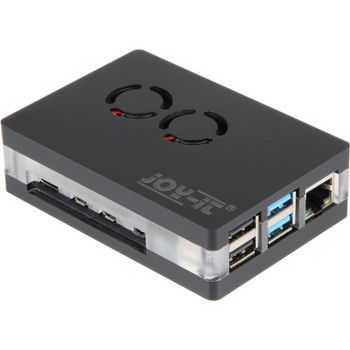 Joy-It Carcasa Negra Acrílica con Doble Ventilador para Raspberry Pi 4B