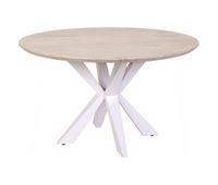 mesa de comedor de madera blanca 130x130x77h cm