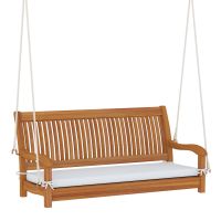 costway banco columpio de jardin 2 plazas madera acacia con cojin reposabrazos ganchos en s carga 360 kg natural