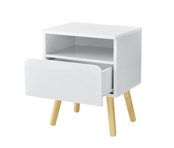 Mesita de noche dargaville con cajón aglomerado/pino 50 x 40 x 34 cm blanco / color pino [en.casa]
