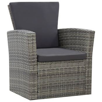 Set De Muebles De Jardín 4 Piezas | Mobiliario De Jardín Y Cojines Ratán Sintético Gris