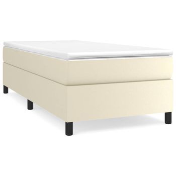 Cama Individual | Cama Para Adultos | Estructura De Cama Sin Colchón Cuero Sintético Crema 100x200 Cm