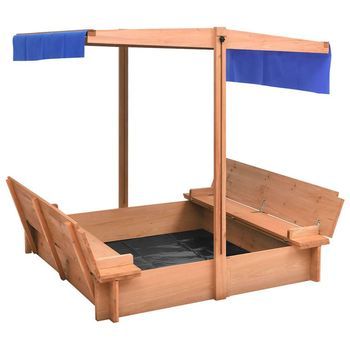 Arenero Con Techo De Madera De Abeto 112x112x112 Cm Vidaxl