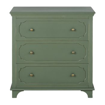 Cómoda de 3 cajones de pino macizo verde caqui