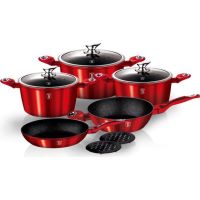 juego de ollas berlinger haus metalico 10 piezas rojo metalico