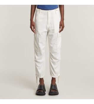 G-Star para mujer. D26144-D454-G377 Pantalón cargo Cropped blanco (24), Casual, Algodón Orgánico, Sostenible