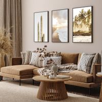set de 3 cuadros 229 marco premium chapado en roble 50x70 cm