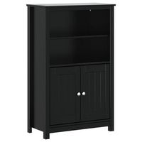 mueble de bano  armario de bano berg madera maciza de pino negro 695x34x110 cm