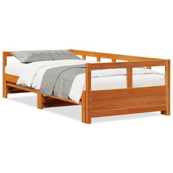 Sofá Cama Sin Colchón Madera Maciza Pino Marrón Cera 80x200 Cm
