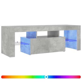 Mueble Tv - Mesa De Tv Con Luces Led Gris Hormigón 120x35x40 Cm