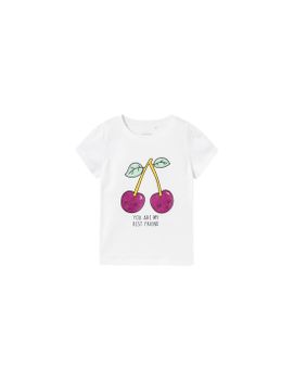 Camiseta name it Nmfvibeke Capsl Niña Bright Blanco