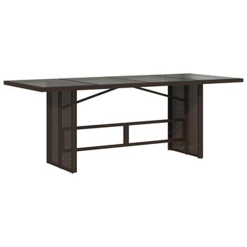 Mesa De Jardín，mesa Para Exteriores，mesa De Patio Superficie Vidrio Ratán Pe Marrón 190x80x75 Cm