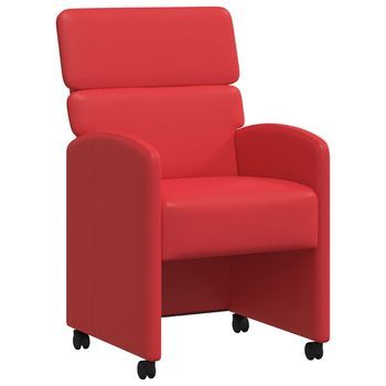 Sillas De Comedor Con Ruedas 2 Uds. Cuero Sintético Rojo Vidaxl