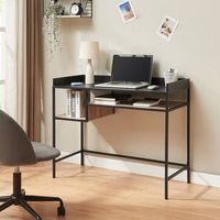 escritorio belana con estante aglomerado 120x55x88cm - negro encasa