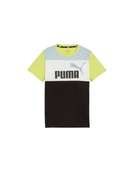 Camiseta Puma Essential BLOCK Negro/Amarillo Infantil