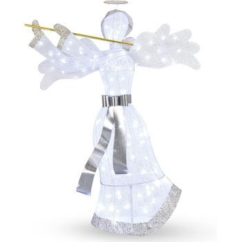 Ángel De Navidad Preiluminada Costway Adorno Navideño Con 100 Luces Led