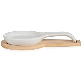 Soporte para cuchara en cerámica blanco-natural