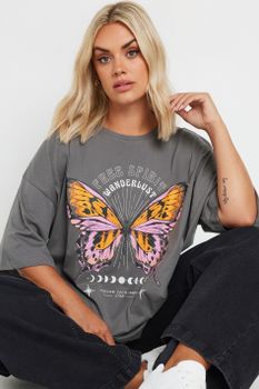 Yours Camiseta Oversized Gris De Algodón 