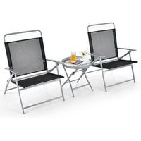 conjunto mesa y sillas jardin 3 pzs 2 sillas con mesa plegables costway 67 x 53 x 88 cm