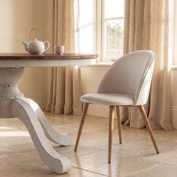 Silla de comedor de tela reciclada beige