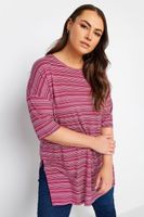 yours top media manga de rayas rosas mujer curvy y tallas grandes yours