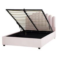 cama con almacenaje de terciopelo rosa negro 140 x 200 cm somier listones vincennes