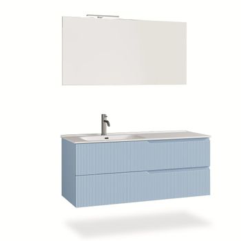 Mueble de baño bañera izquierdo 4 piezas en mdf azul tiffany