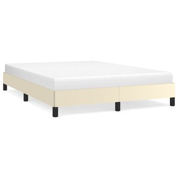 Cama Matrimonial | Cama Para Adultos | Estructura De Cama Sin Colchón Cuero Sintético Crema 140x200 Cm