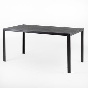 Mesa Fija De Jardín 156x78 Cm En Acero Y Lamas Efecto Madera De Polietileno - Thomas Antracita