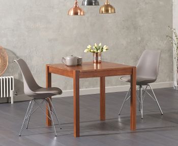Oxford 80cm Solid Dark Oak Dining Table with Celine Chrome Leg Chairs