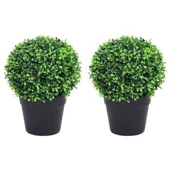 Plantas De Boj Artificial 2 Uds Forma Bola Maceta Verde 32 Cm Vidaxl