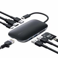 docking station aukey cb-c71 100 w usb-c hdmi rj-45 lector sd negro