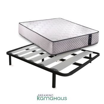 Conjunto Alora Colchón Viscoelástico 150 X 190 Cm, Altura 30 Cm, + Somier, Lámina De Haya, Tubo De Acero 40x30mm Patas 25 Cm,