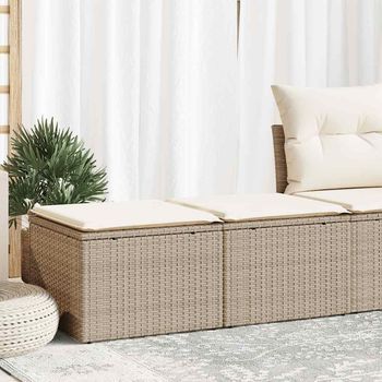 Set Sofás Jardín Y Cojines 2 Uds | Juego De Muebles De Jardín Ratán Sintético Acacia Beige Cfw72903