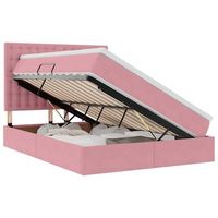 cama con almacenamiento y colchon rosa 140 x 200 cm terciopelo vidaxl