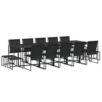 Juego De Comedor De Jardín 15 Piezas Textileno Negro