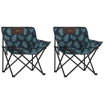 Sillas De Camping Con Bolsillo Plegable 2 Uds Estampado Hojas Cfw475191