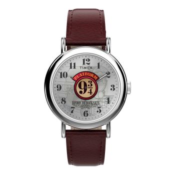 Timex Reloj Hombre Caja De Acero Pulsera Piel Sintetica De Color Rojo Resistente Al Agua 5 Atm Tw2y76200