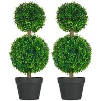 set de 2 plantas artificiales boj 60 cm planta artificial resistente a los rayos uv con doble bola para interior y jardin