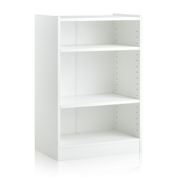 Costway Estantería Librería de 3 Niveles con Estantes Ajustables y Dispositivo Antivuelco para Sala de Estar y Dormitorio 50 x 30 x 75 cm Blanco