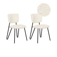 conjunto de 2 sillas blanco crema boucle respaldo curvo sin reposabrazos nelko