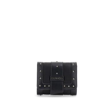 cartera efecto piel con ribete y remaches black