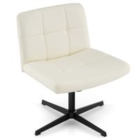 costway silla giratoria de oficina con patas cruzadas tapizada en cuero de pu asiento en forma de u altura ajustable sin brazos sin ruedas