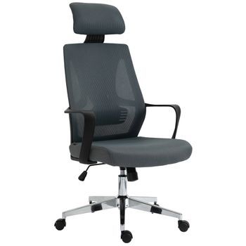 Silla De Oficina Kanab Con Reposacabezas Tela Gris 61x62.5x118 Cm Clp