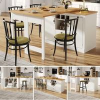 mesa de bar extensible - mueble para comedor - mdf - blanco y natural 120-180x40x76cm