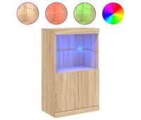 aparador - mueble de almacenamiento con luces led roble sonoma 605x37x100 cm es2081