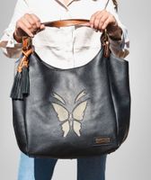 shopper bag black club  beige suede