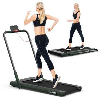 Cinta De Correr Plegable 2 En 1 Con Aplicación Y Control Remoto Soporte Para Teléfono Móvil Pantalla Led Y Altavoz Verde