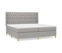 cama box spring con colchon tela gris claro 200x200 cm diseno de botones