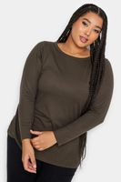 yours camiseta manga larga marron mujer curvy y tallas grandes yours